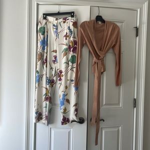 Diane Von Furstenberg Palazzo pants and Wraparound top